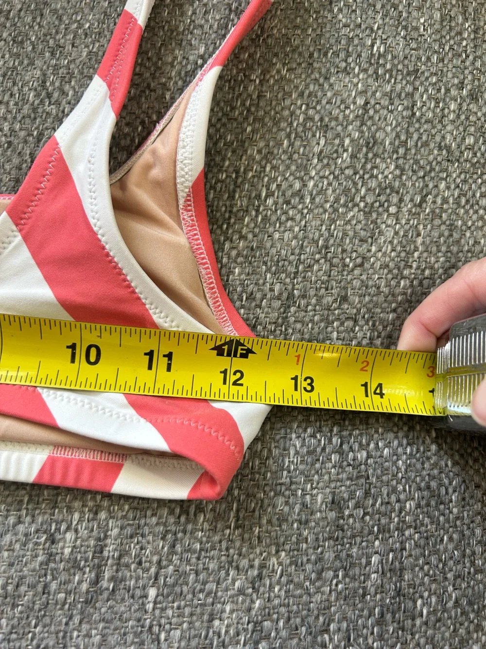 J. Crew Striped Coral and White Two-Piece Bikini Set | Size XS